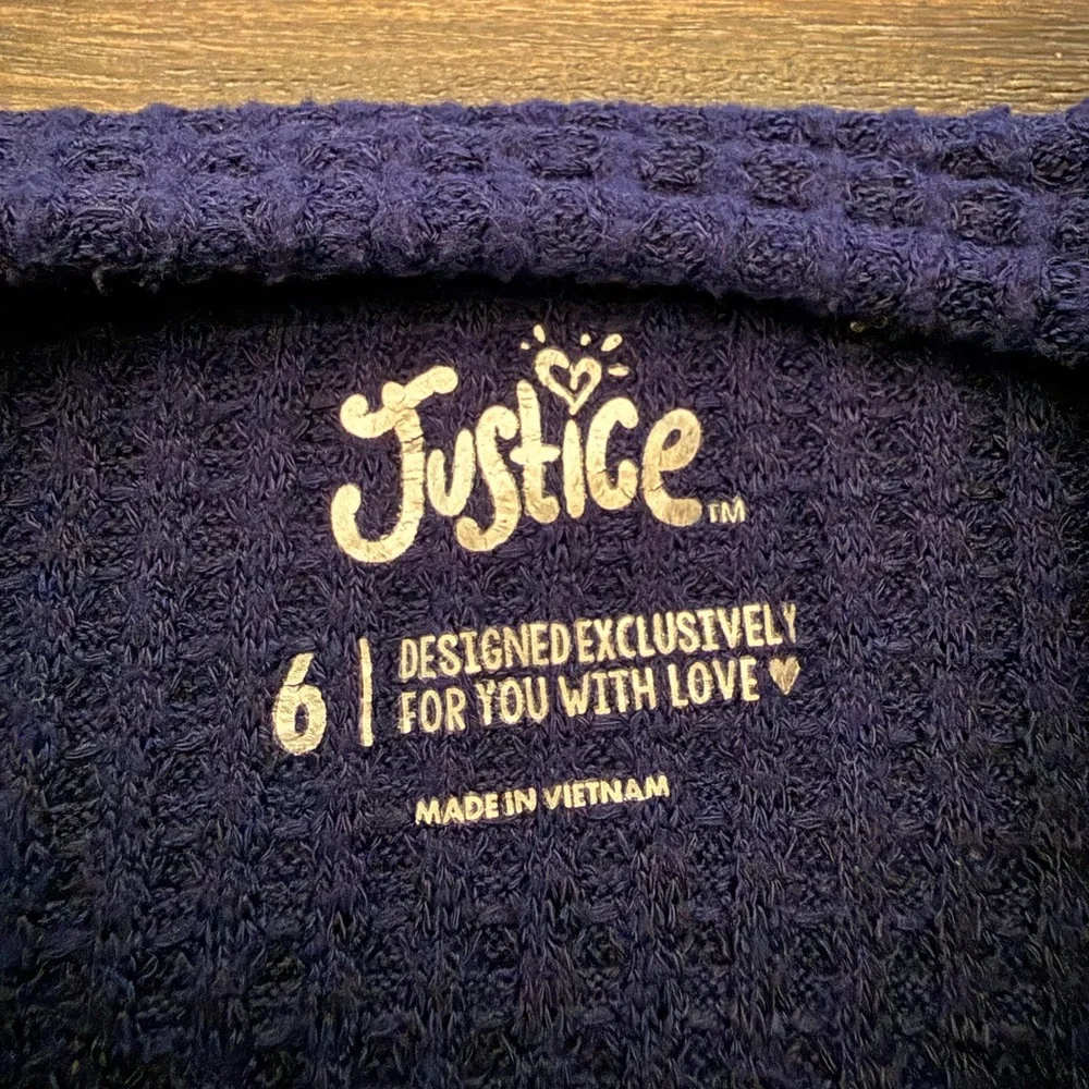 Justice Girls 6 Long Sleeve Navy Top